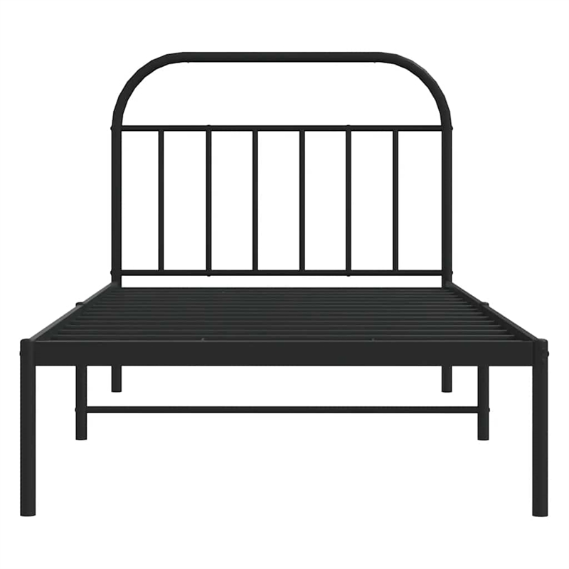 vidaXL Powder-Coated Steel Single Bed Frame in Black