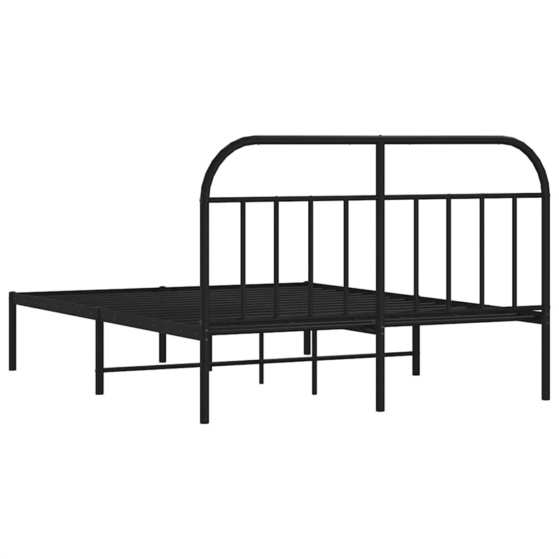 vidaXL Rectangular Powder-Coated Steel Full Bed Frame in Black