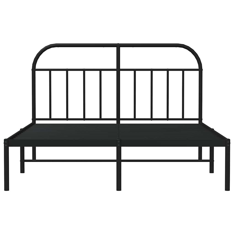 vidaXL Rectangular Powder-Coated Steel Full Bed Frame in Black
