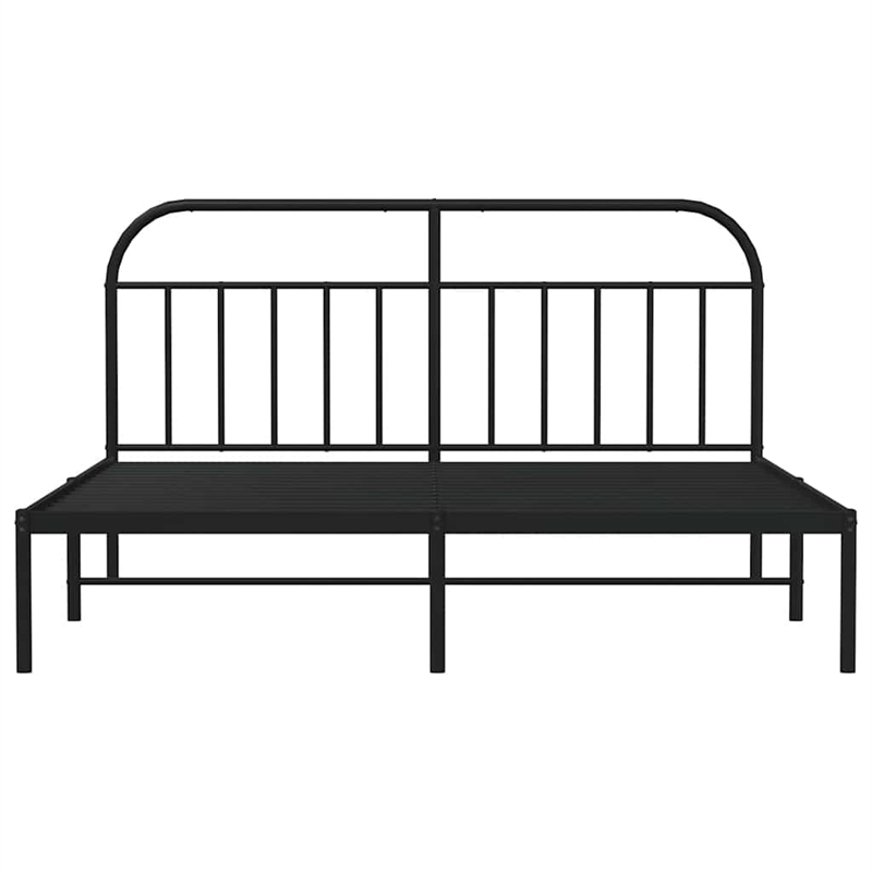 vidaXL Powder-Coated Steel Cal King/Double Bed Frame in Black