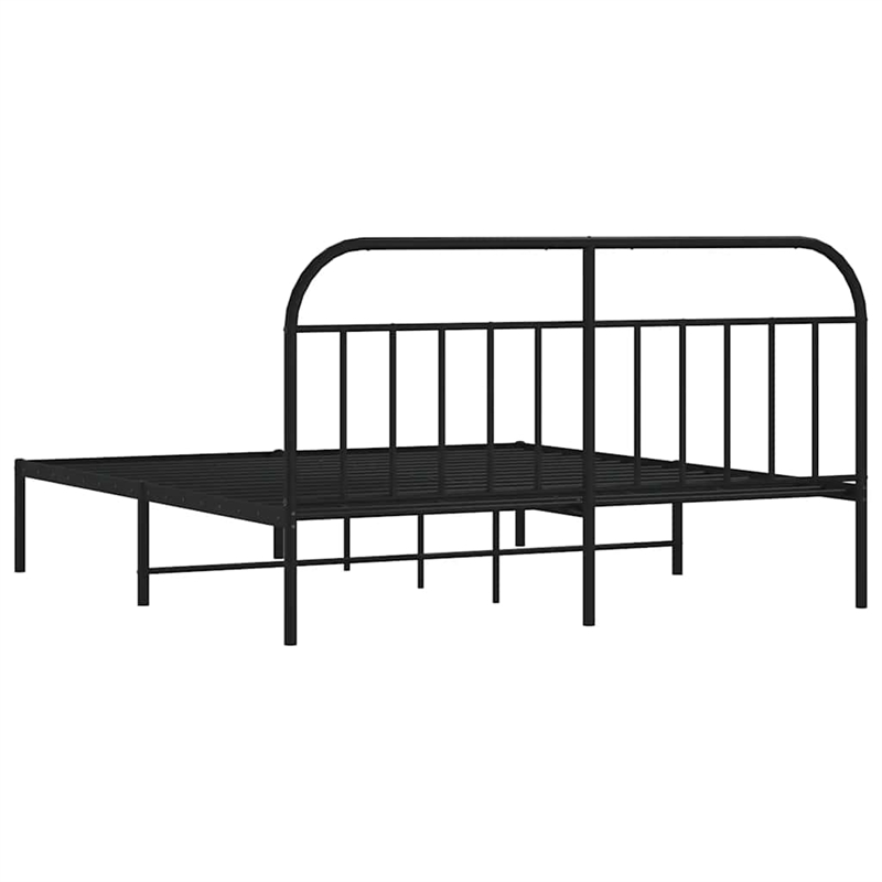 vidaXL Powder-Coated Steel Cal King/Double Bed Frame in Black