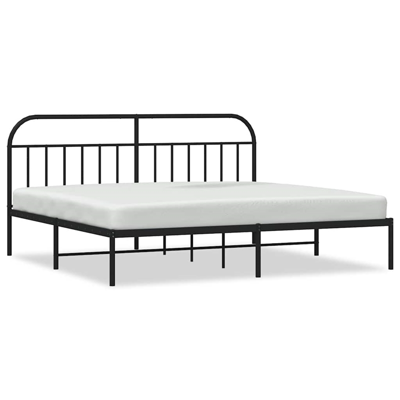 vidaXL Rectangular Powder-Coated Steel Full Bed Frame in Black