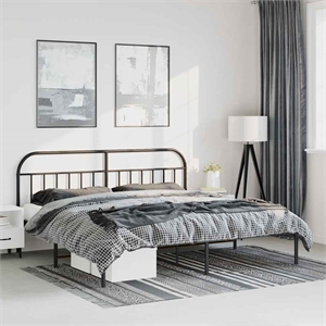 vidaXL Rectangular Powder-Coated Steel Full Bed Frame in Black