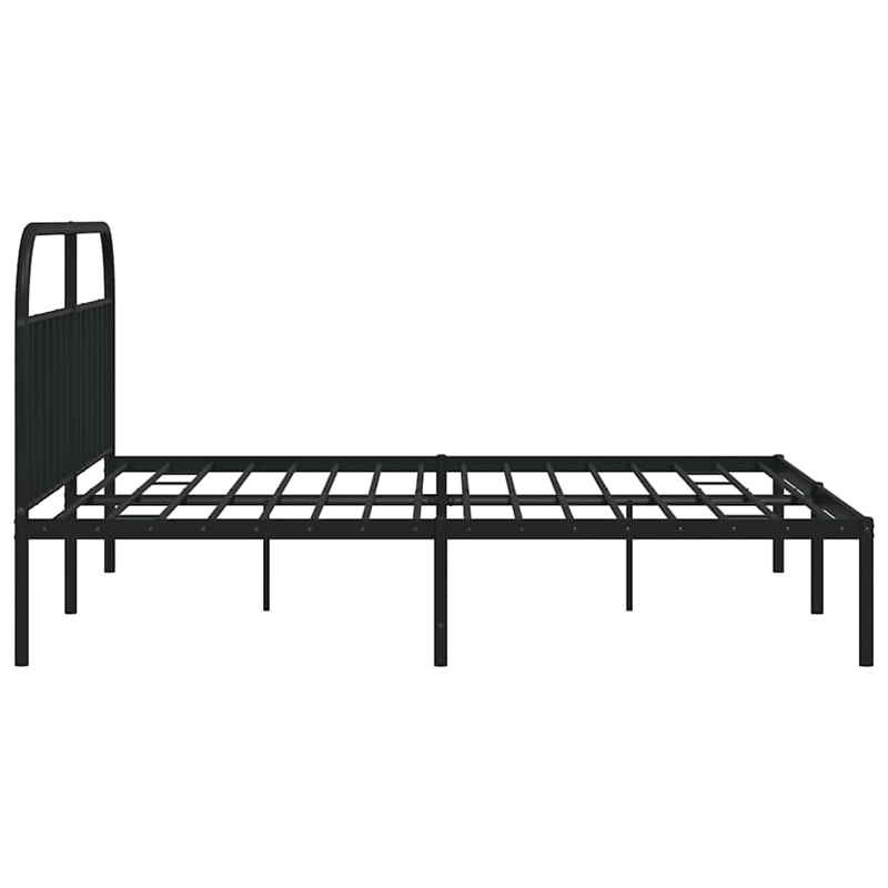vidaXL Rectangular Powder-Coated Steel Full Bed Frame in Black