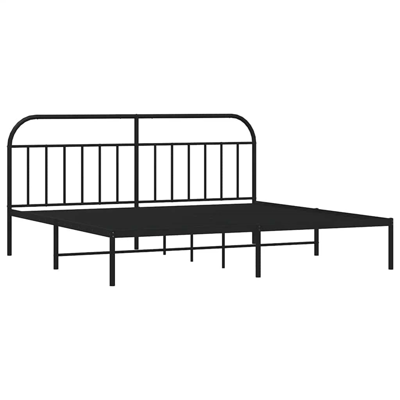 vidaXL Rectangular Powder-Coated Steel Full Bed Frame in Black