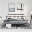 vidaXL Rectangular Powder-Coated Steel Full Bed Frame in Black