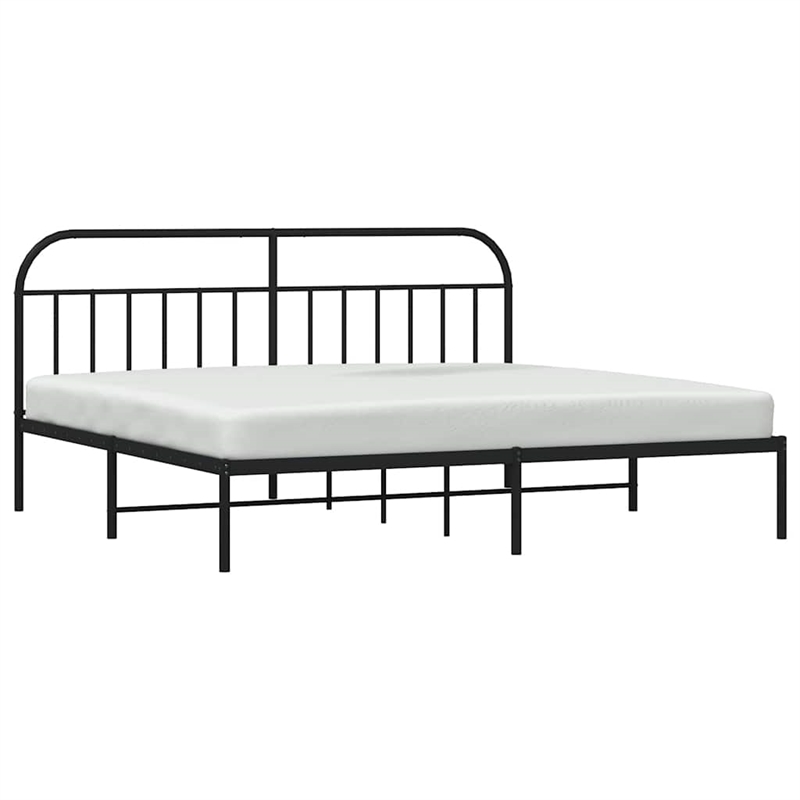 vidaXL Rectangular Powder-Coated Steel Full Bed Frame in Black