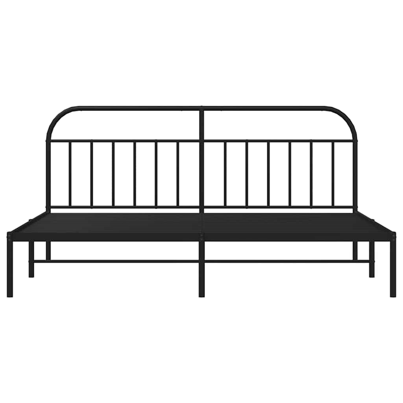 vidaXL Rectangular Powder-Coated Steel Full Bed Frame in Black