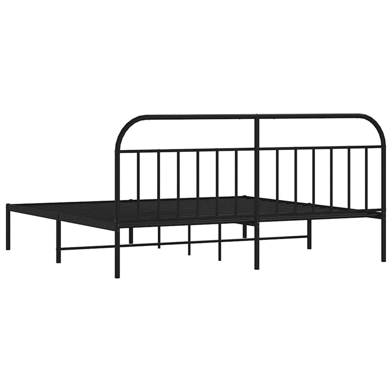 vidaXL Rectangular Powder-Coated Steel Full Bed Frame in Black