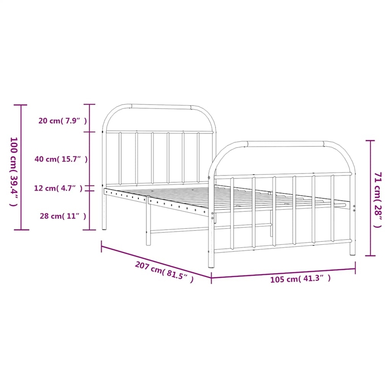 vidaXL Engineered wood Twin Bed Frame in Black