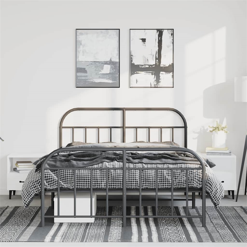 vidaXL Powder-Coated Steel Full/Double Bed Frame in Black