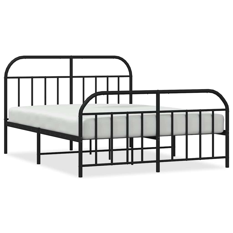 vidaXL Rectangular Powder-Coated Steel King Bed Frame in Black