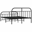vidaXL Rectangular Powder-Coated Steel King Bed Frame in Black