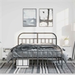 vidaXL Rectangular Powder-Coated Steel King Bed Frame in Black