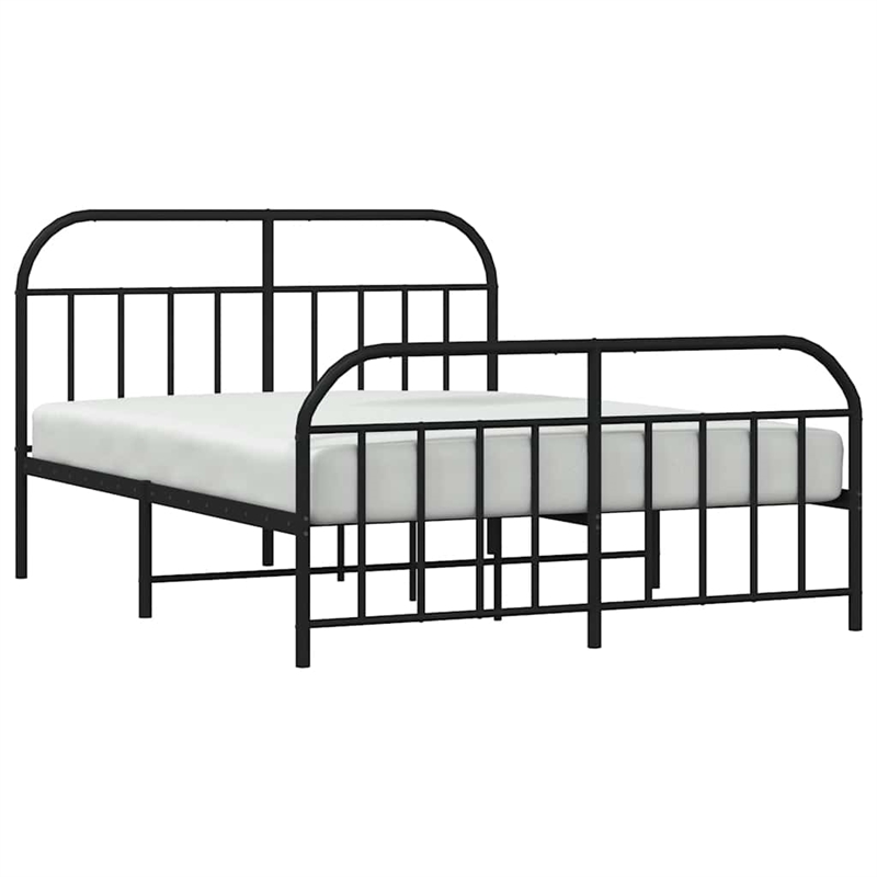 vidaXL Rectangular Powder-Coated Steel King Bed Frame in Black