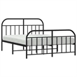 vidaXL Rectangular Powder-Coated Steel King Bed Frame in Black