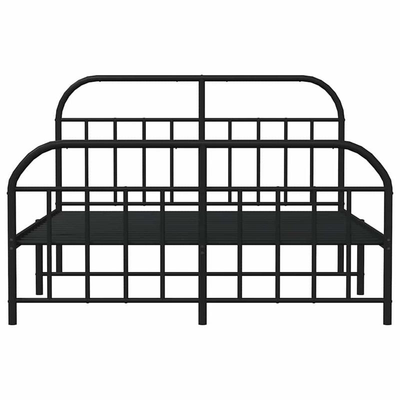vidaXL Rectangular Powder-Coated Steel King Bed Frame in Black