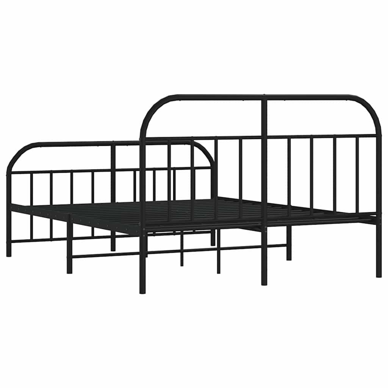 vidaXL Rectangular Powder-Coated Steel King Bed Frame in Black