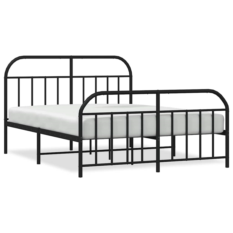 vidaXL Rectangular Powder-Coated Steel Large Bed Frame in Black