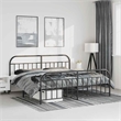 vidaXL Rectangular Powder-Coated Steel Large Bed Frame in Black