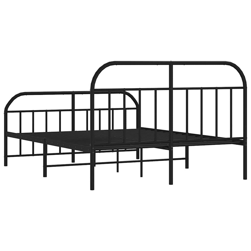 vidaXL Rectangular Powder-Coated Steel Large Bed Frame in Black