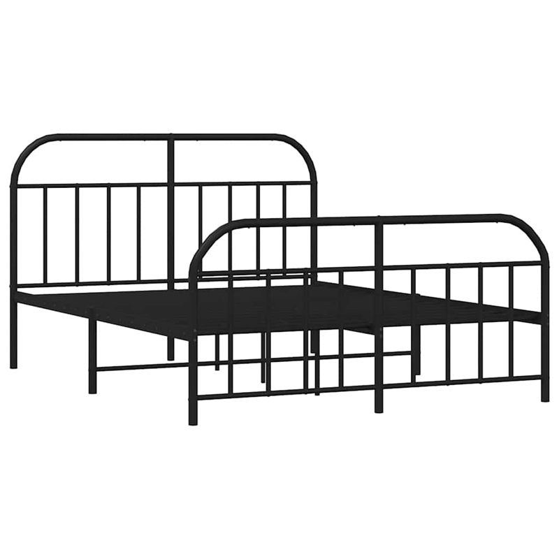 vidaXL Rectangular Powder-Coated Steel Large Bed Frame in Black