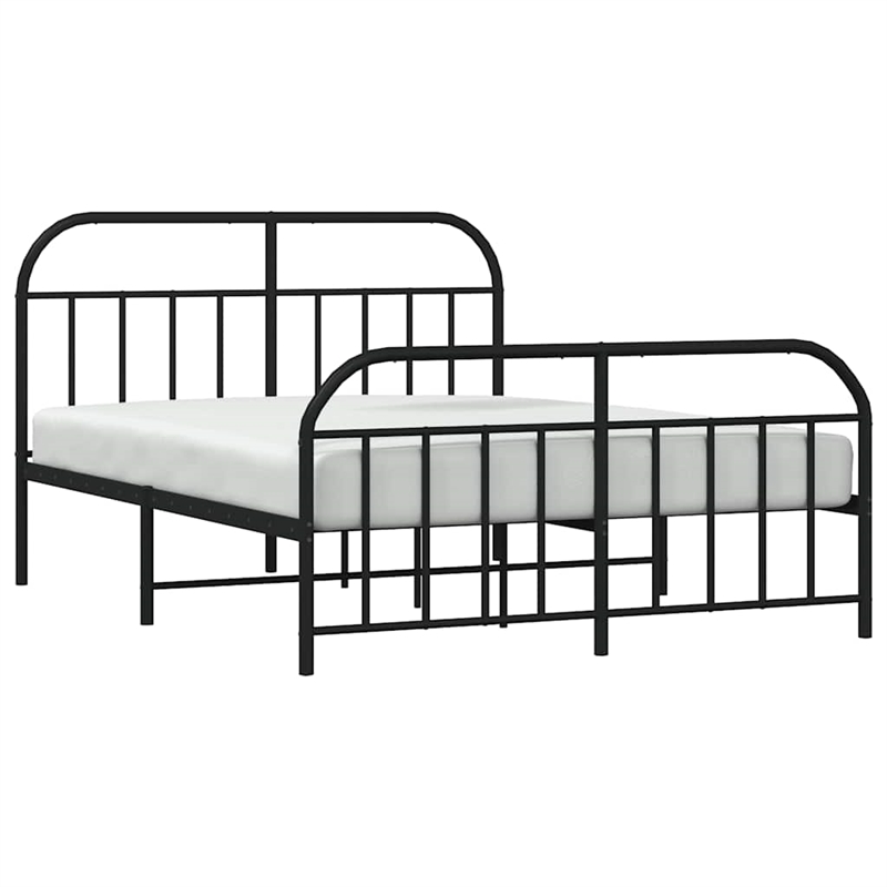 vidaXL Rectangular Powder-Coated Steel Large Bed Frame in Black