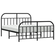 vidaXL Rectangular Powder-Coated Steel Large Bed Frame in Black