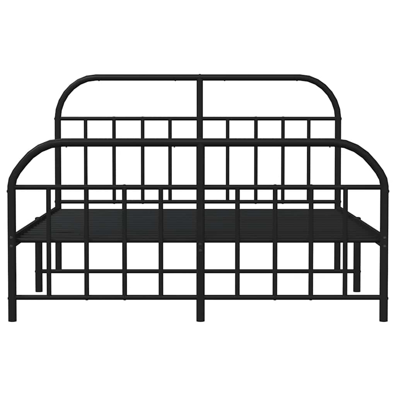 vidaXL Rectangular Powder-Coated Steel Large Bed Frame in Black