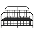 vidaXL Rectangular Powder-Coated Steel Large Bed Frame in Black