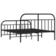 vidaXL Rectangular Powder-Coated Steel Large Bed Frame in Black
