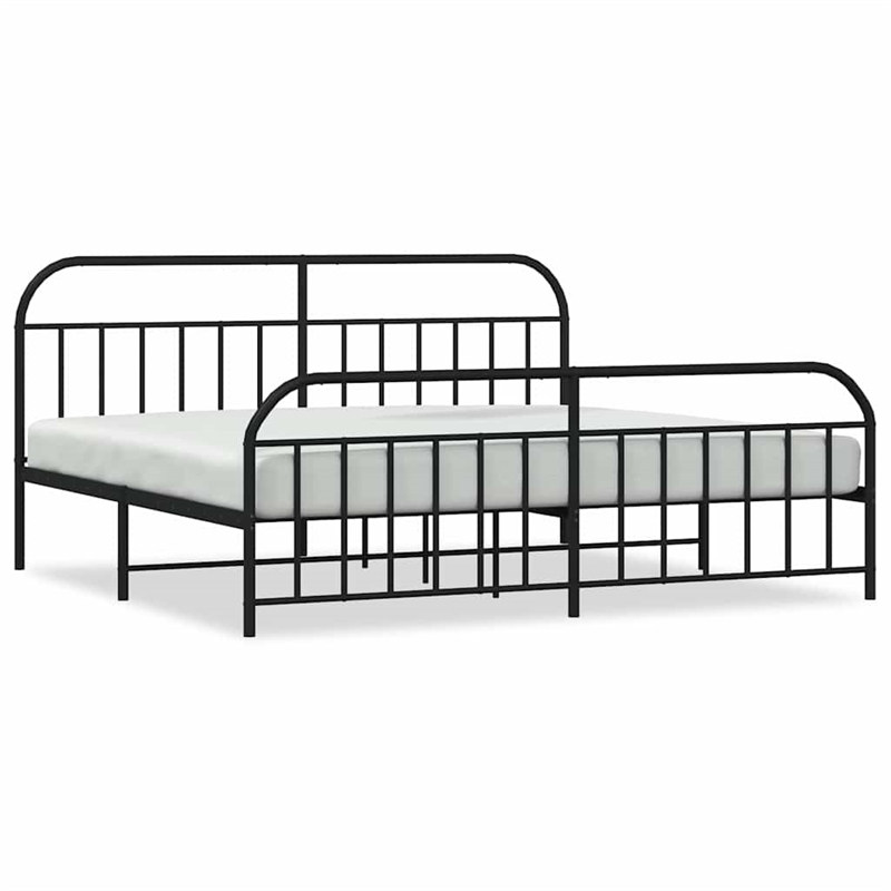 vidaXL Rectangular Powder-Coated Steel Full Bed Frame in Black