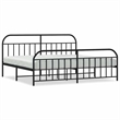 vidaXL Rectangular Powder-Coated Steel Full Bed Frame in Black