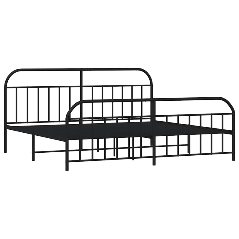 vidaXL Rectangular Powder-Coated Steel Full Bed Frame in Black