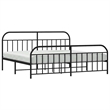 vidaXL Rectangular Powder-Coated Steel Full Bed Frame in Black