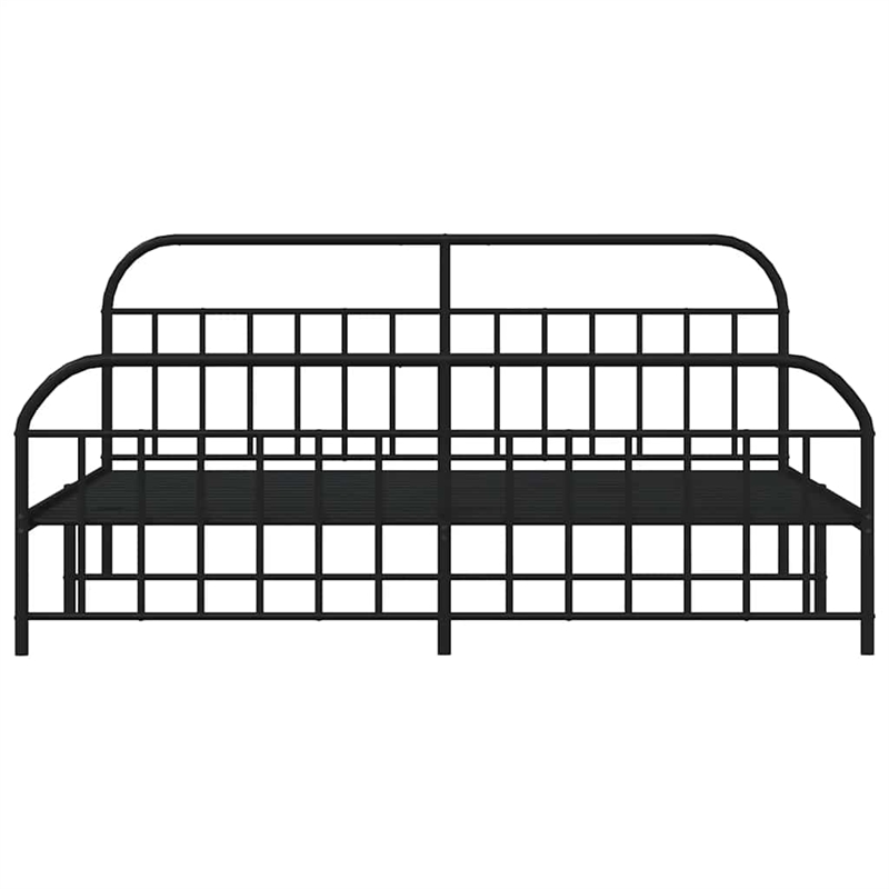 vidaXL Rectangular Powder-Coated Steel Full Bed Frame in Black