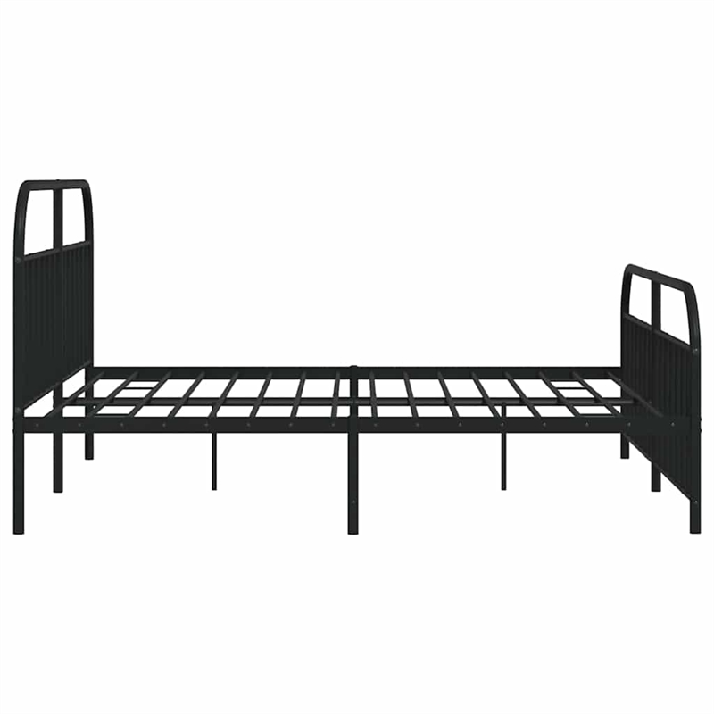 vidaXL Rectangular Powder-Coated Steel Full Bed Frame in Black