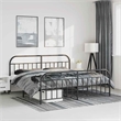 vidaXL Rectangular Powder-Coated Steel Full Bed Frame in Black