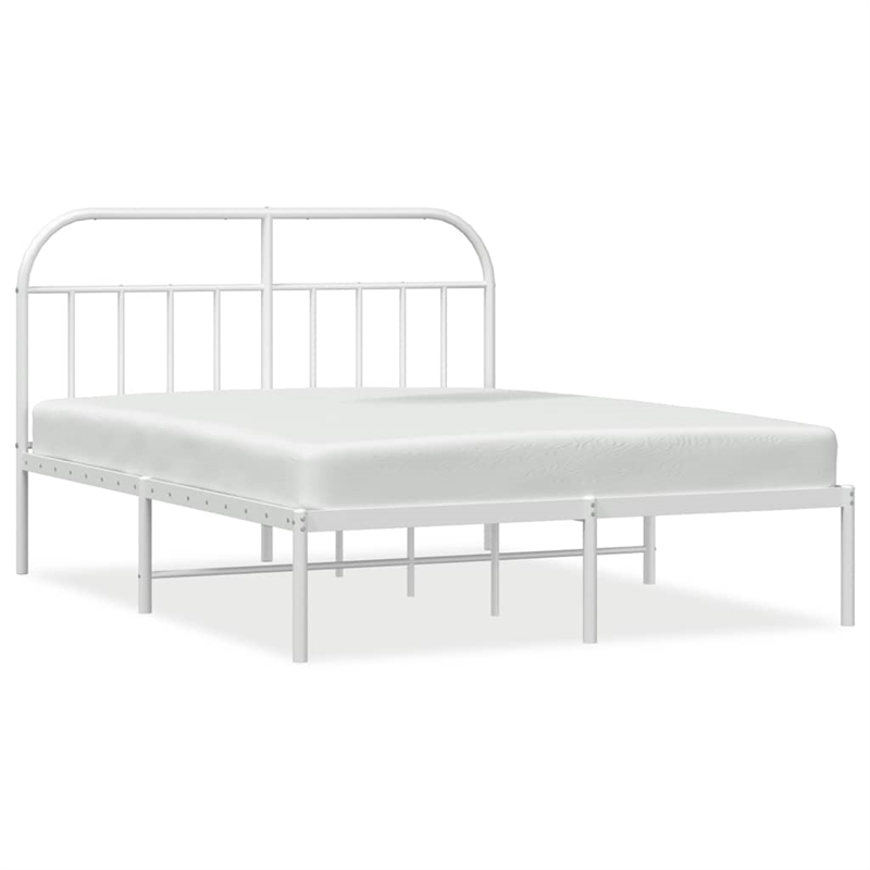vidaXL Powder-Coated Steel Cal King/Double Bed Frame in White