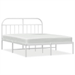 vidaXL Powder-Coated Steel Cal King/Double Bed Frame in White