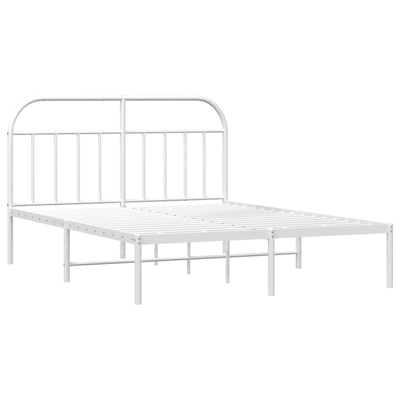 vidaXL Powder-Coated Steel Cal King/Double Bed Frame in White