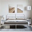 vidaXL Powder-Coated Steel Cal King/Double Bed Frame in White