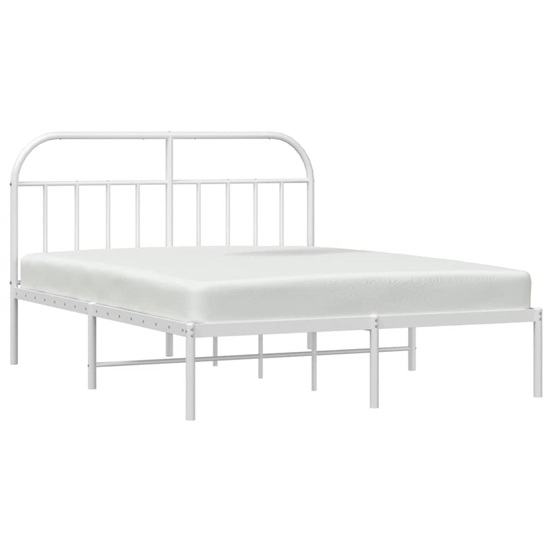 vidaXL Powder-Coated Steel Cal King/Double Bed Frame in White
