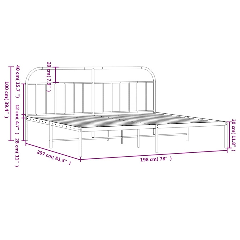 vidaXL 76 x 80 Powder-Coated steel Bed Frame in White