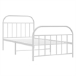 vidaXL Rectangular Powder-Coated Steel Twin Bed Frame in White