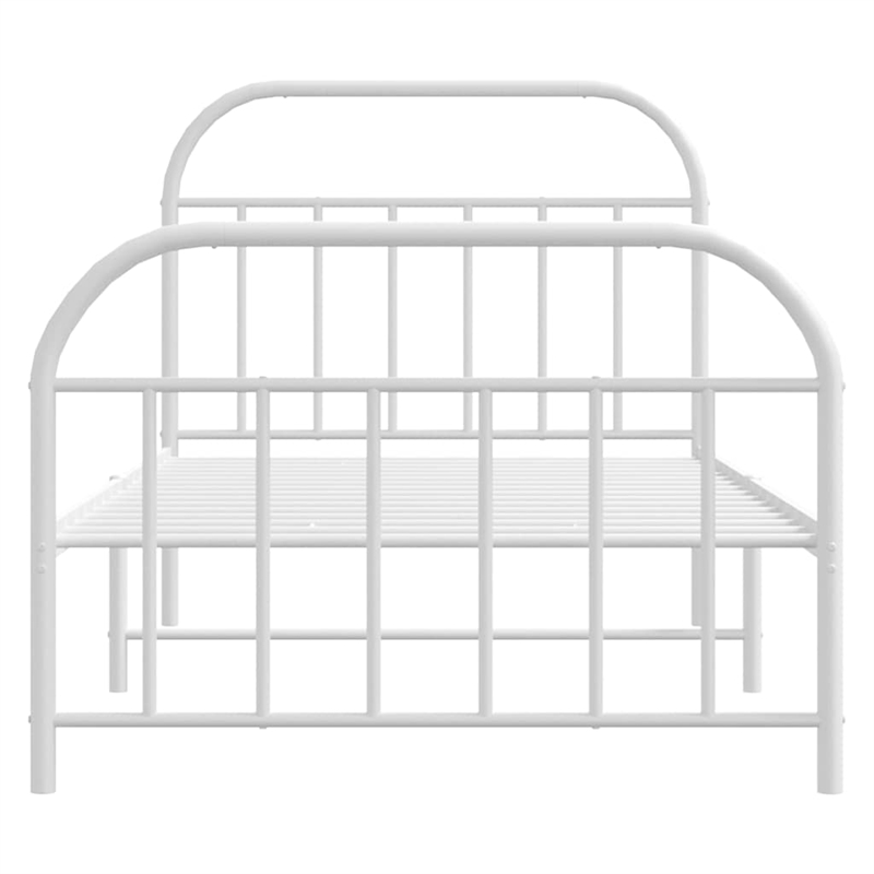 vidaXL Rectangular Powder-Coated Steel Twin Bed Frame in White