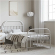 vidaXL Rectangular Powder-Coated Steel Twin Bed Frame in White