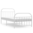 vidaXL Rectangular Powder-Coated Steel Single Bed Frame in White