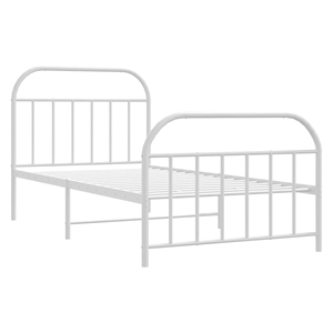 vidaXL Rectangular Powder-Coated Steel Single Bed Frame in White