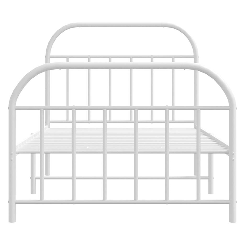 vidaXL Rectangular Powder-Coated Steel Single Bed Frame in White
